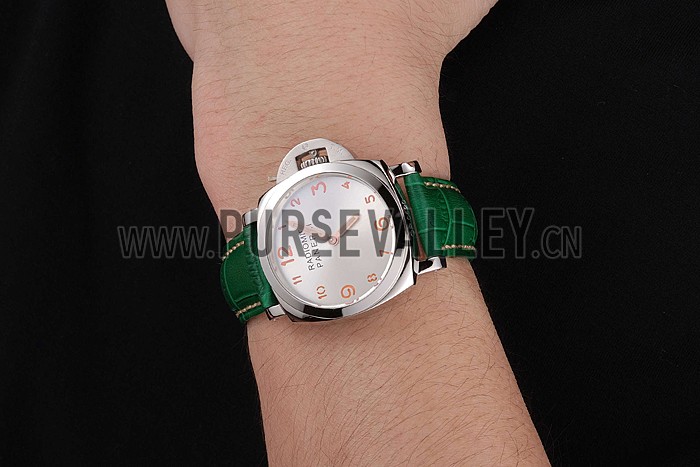 Panerai Radiomir White Dial Stainless Steel Case Green Leather Strap 1453804