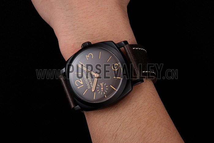 Swiss Panerai Radiomir 1940 Brown Dial Black PVD Case Brown Leather Strap 1453846