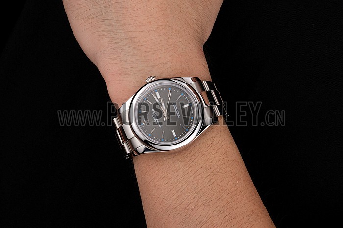 Rolex Oyster Perpetual Dark Rhodium Dial Stainless Steel Case And Bracelet