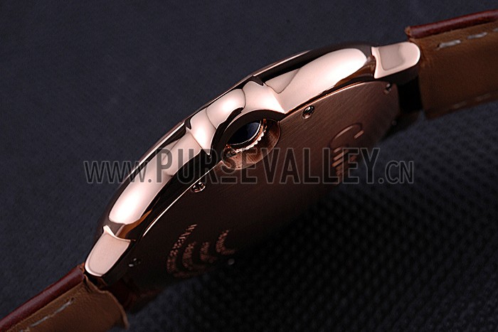 Swiss Cartier Ballon Bleu de Cartier White Dial Gold Case Brown Leather Bracelet 622552