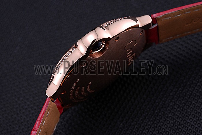 Swiss Cartier Ballon Bleu de Cartier White Dial Diamonds Case Pink Leather Bracelet 622553