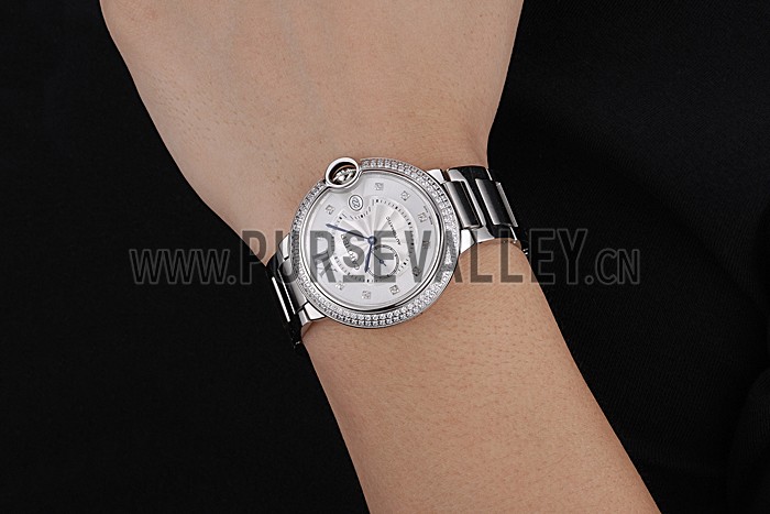 Swiss Cartier Ballon Bleu Diamond Case White Dial Stainless Steel Bracelet 622673
