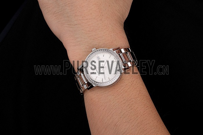 Burberry The City White Dial Diamond Bezel Stainless Steel Case And Bracelet