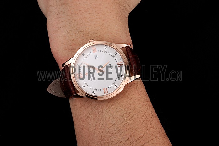 Vacheron Constantin Patrimony Chronometre Royal White Dial Rose Gold Case Brown Leather Strap