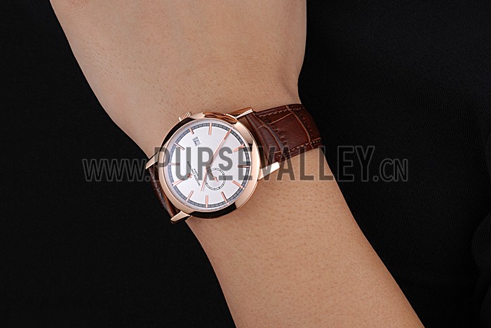 Swiss Vacheron Constantin Patrimony Contemporaine Rose Gold Case White Dial Brown Leather Bracelet 622680