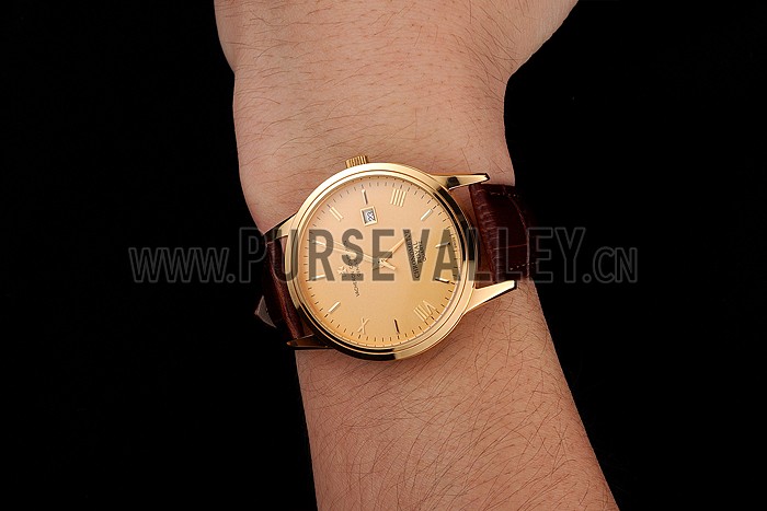 Vacheron Constantin Patrimony Chronometre Royal Gold Dial Gold Case Brown Leather Strap