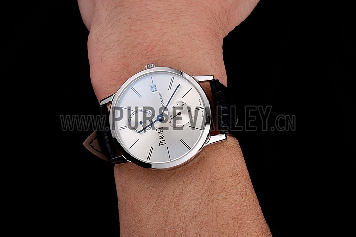 Piaget Altiplano Date Silver Dial Stainless Steel Case Black Leather Strap