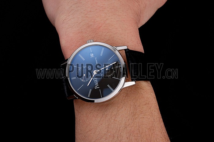 Piaget Altiplano Date Black Dial Stainless Steel Case Black Leather Strap