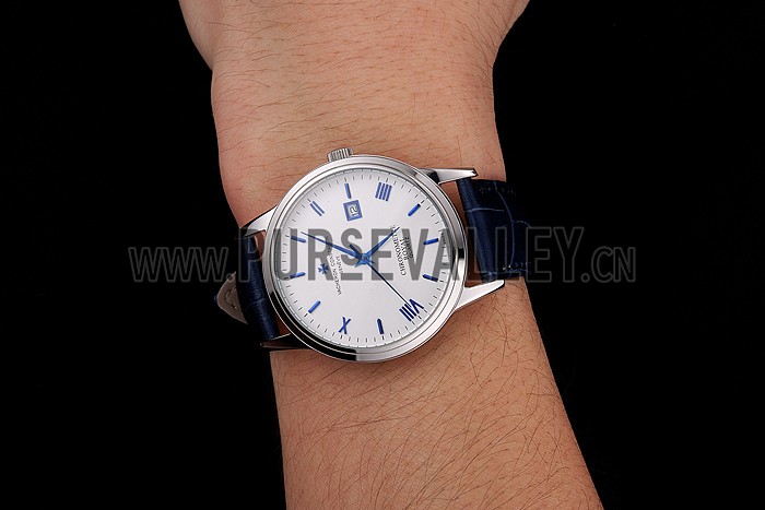 Vacheron Constantin Patrimony Chronometre Royal White Dial Stainless Steel Case Blue Leather Strap