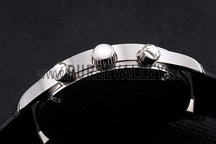 IWC Portugieser Chronograph White Dial Blue Hands And Numerals Steel Case With Diamonds Black Leather Strap