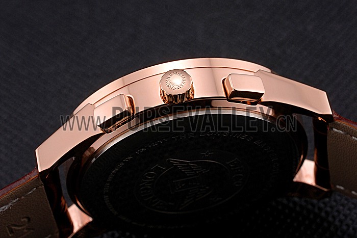 Longines Column Wheel White Dial Gold Case Brown Leather Strap