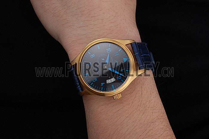 IWC Mark XVll Blue Dial Gold Stainless Steel Case Blue Leather Strap