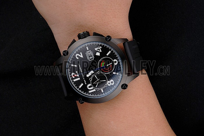 Porsche Design Indicator Black Dial Black PVD Case Black Rubber Strap