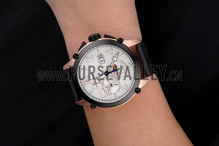 Porsche Design Indicator White Dial Gold Case Black Rubber Strap