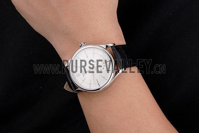 Swiss Rolex Cellini White Dial Stainless Steel Case Black Leather Strap
