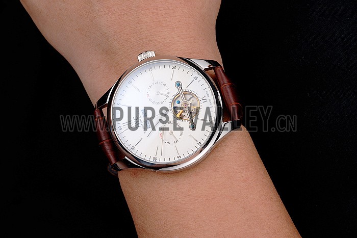 IWC Portofino Tourbillon White Dial Stainless Steel Case Brown Leather Strap