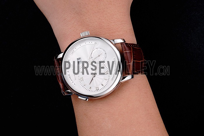 A. Lange & Sohne Lange 1 White Dial Stainless Steel Case Brown Leather Strap