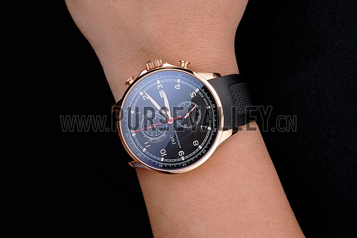 IWC Portugieser Yacht Club Black Dial Rose Gold Case Black Rubber Strap
