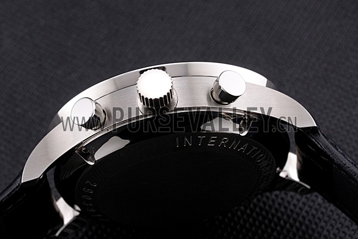 Swiss IWC Portugieser Power Reserve White Dial Stainless Steel Case Black Leather Strap