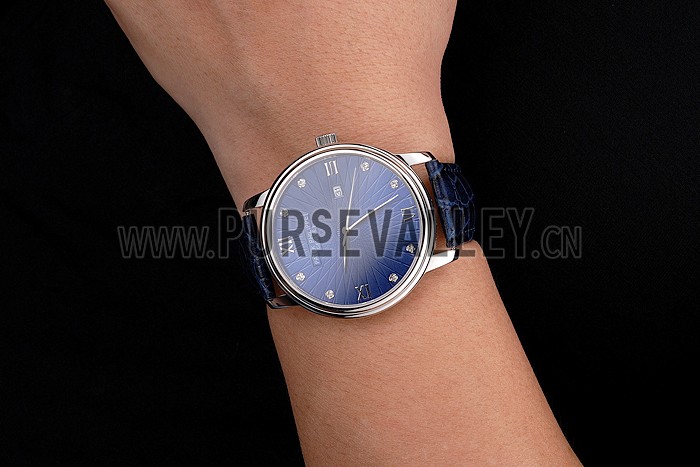 Patek Philippe Calatrava Date Blue Dial Stainless Steel Case Blue Leather Strap