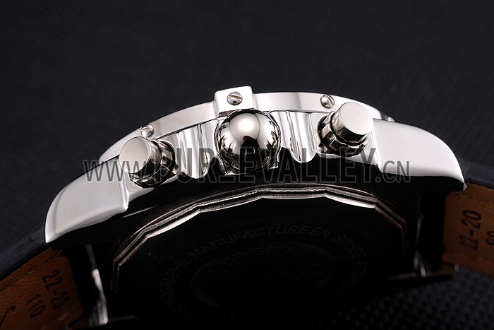 Breitling Chronomat Frecce Tricolori Black Dial Stainless Steel Case Black Leather Strap