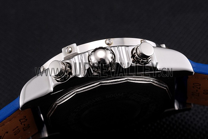 Breitling Chronomat Frecce Tricolori Blue Dial Stainless Steel Case Blue Leather Strap