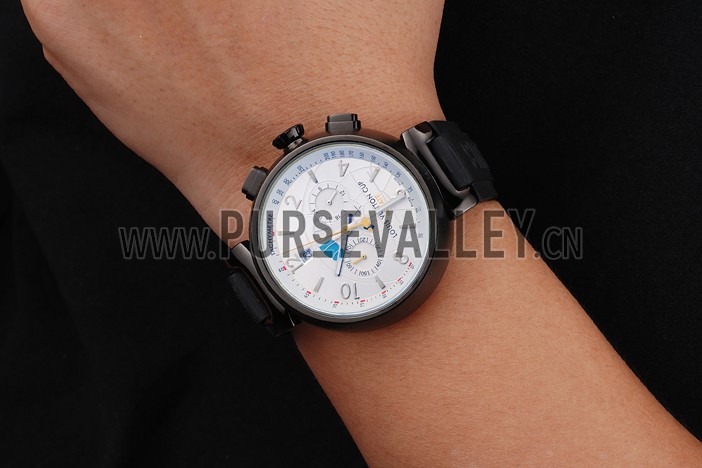 Louis Vuitton Tambour LV Cup Regate White Dial Black PVD Case Black Rubber Strap