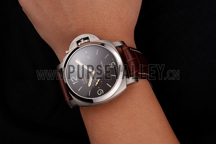 Swiss Panerai Luminor Marina 1950 3 Days Brown Dial Stainless Steel Case Brown Leather Strap