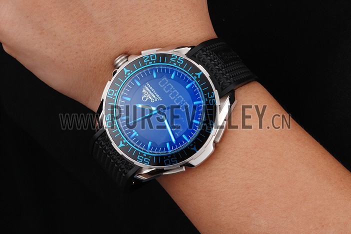 Omega Speedmaster Skywalker X-33 Black Dial Blue On Black Bezel Stainless Steel Black Rubber Strap