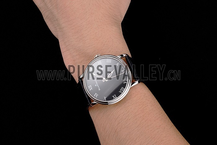 Blancpain Villeret Ultra Slim Black Dial Stainless Steel Case Black Leather Strap