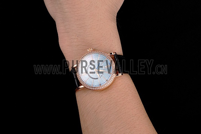 IWC Portofino Day And Night Pearl Dial Rose Gold Case Black Leather Strap