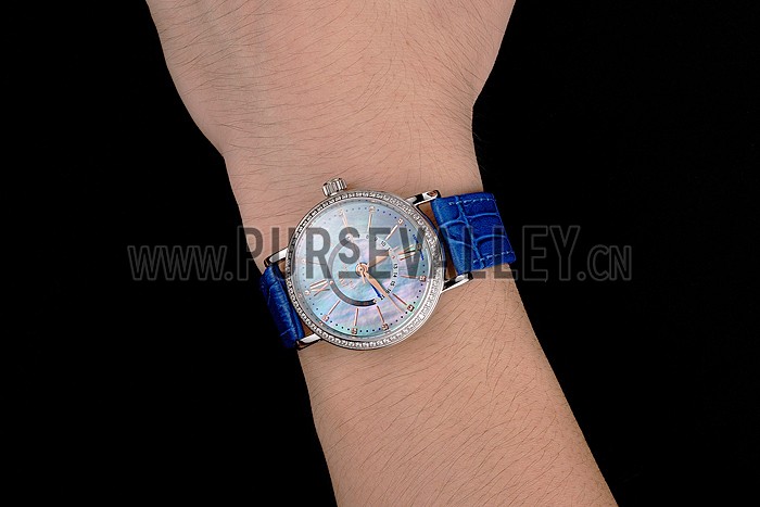IWC Portofino Day And Night Pearl Dial Stainless Steel Case Blue Leather Strap