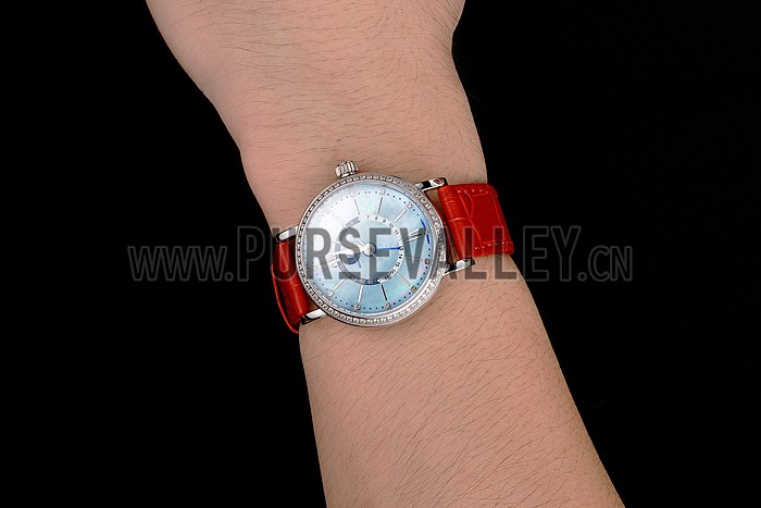 IWC Portofino Day And Night Pearl Dial Stainless Steel Case Red Leather Strap