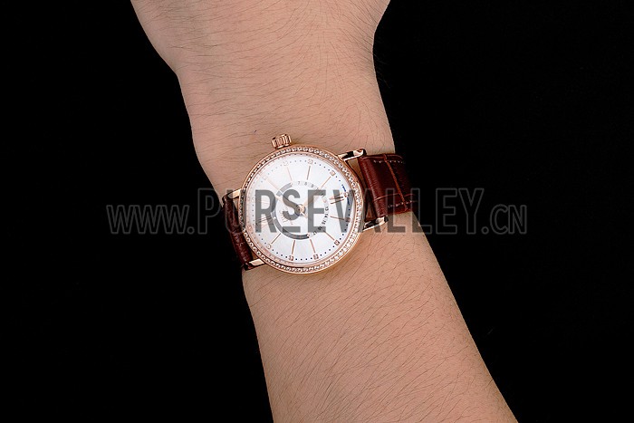 IWC Portofino Day And Night Silver Dial Rose Gold Case Brown Leather Strap