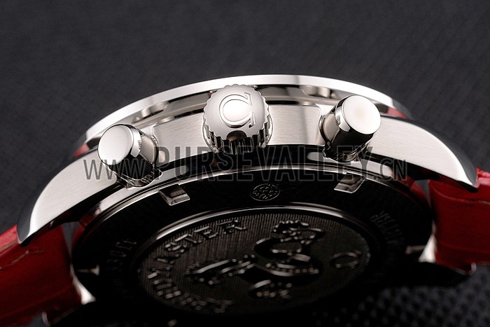 Omega Speedmaster White Dial Stainless Steel Case Diamond Bezel Pink Leather Strap