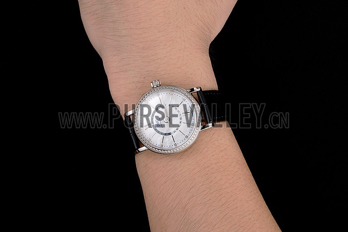 IWC Portofino Day And Night Silver Dial Stainless Steel Case Black Leather Strap