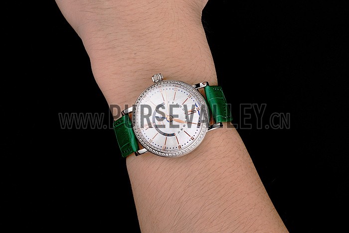 IWC Portofino Day And Night White Dial Stainless Steel Case Green Leather Strap