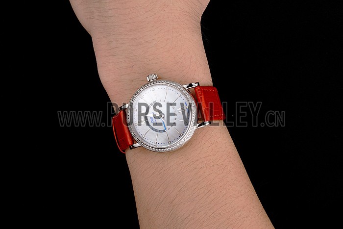 IWC Portofino Day And Night White Dial Stainless Steel Case Red Leather Strap