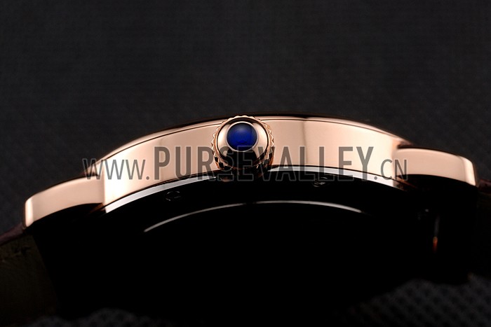 Cartier Ronde Solo Brown Dial Rose Gold Case Brown Leather Strap