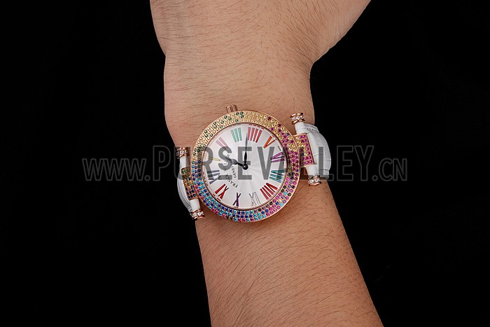 Franck Muller Double Mistery 4 Saisons White Dial Rose Gold Case White Leather Strap