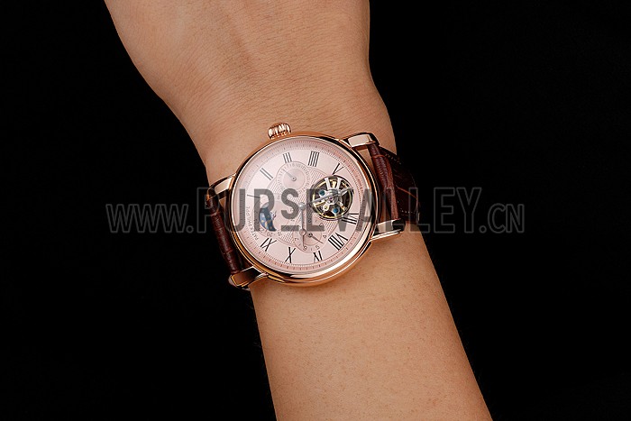 Patek Philippe Grand Complications Moonphase Perpetual Calendar Tourbillon Rose Gold Case And Dial Brown Leather Strap