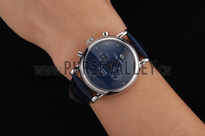 Omega Seamaster Vintage Chronograph Blue Dial Stainless Steel Case Blue Leather Strap