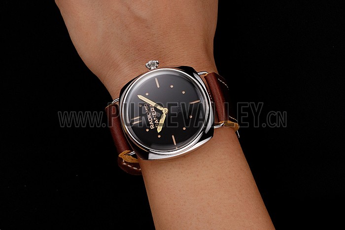 Panerai Radiomir Vintage SLC PAM425 Black Dial Stainless Steel Case Brown Leather Strap