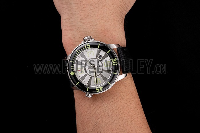 Swiss Blancpain 500 Fathoms Silver Dial Stainless Steel Case Black Canvas Strap