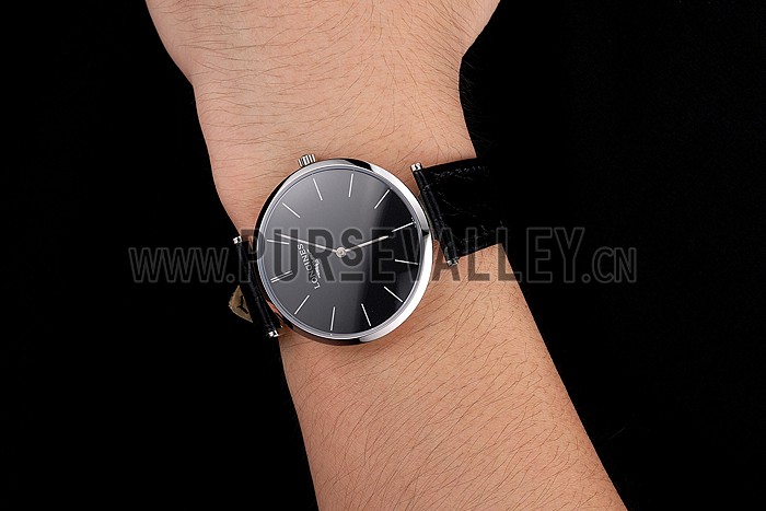 Swiss Longines Grande Classique Black Dial Stainless Steel Case Black Leather Strap