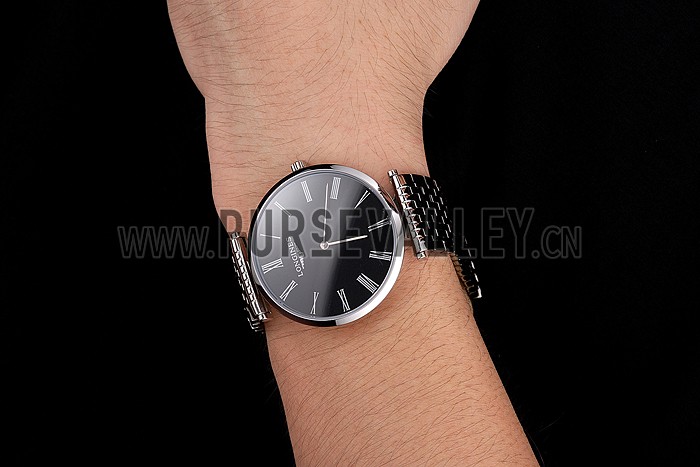Swiss Longines Grande Classique Black Dial Roman Numerals Stainless Steel Case And Bracelet
