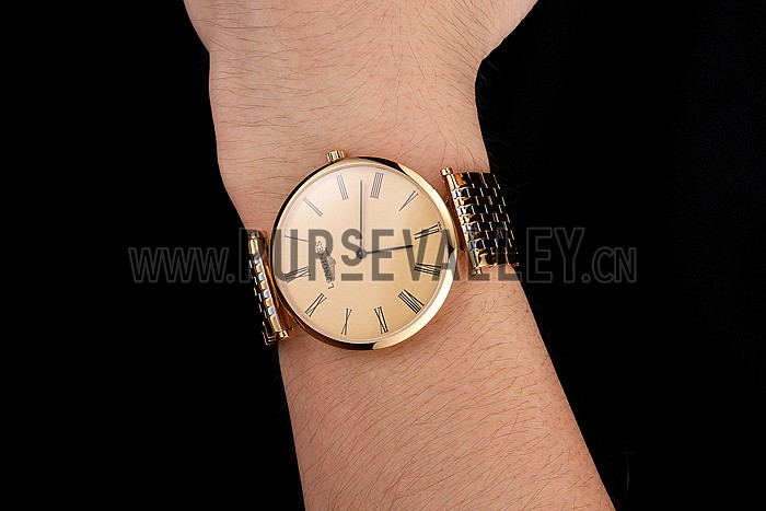 Swiss Longines Grande Classique Gold Dial Roman Numerals Gold Case Two Tone Bracelet