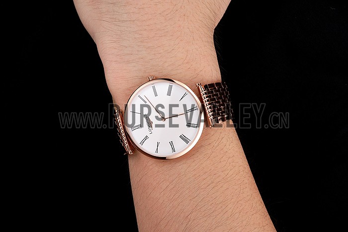 Swiss Longines Grande Classique White Dial Roman Numerals Rose Gold Case And Bracelet