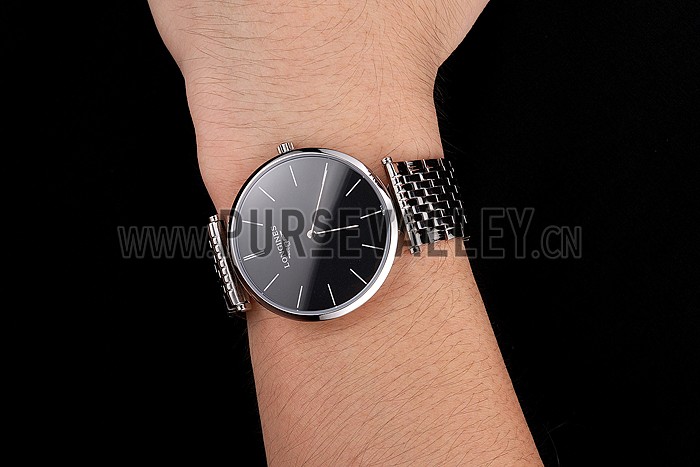Swiss Longines Grande Classique Black Dial Stainless Steel Case And Bracelet