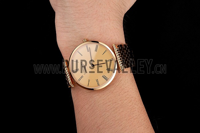 Swiss Longines Grande Classique Gold Dial Roman Numerals Gold Case And Bracelet